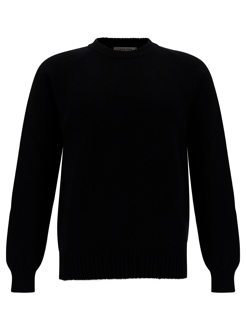 Black Crewneck Ribbed Sweater