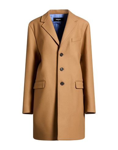 Woman Coat Camel Size 2 Virgin Wool, Polyamide, Elastane