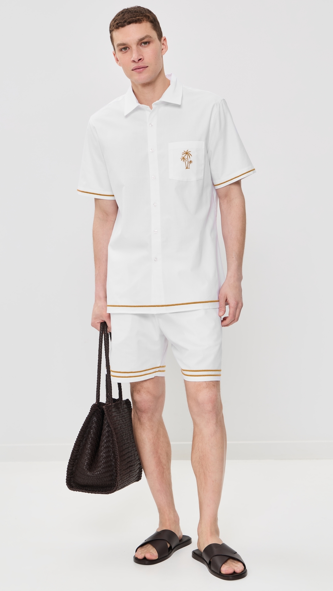 Samet Embroidered Linen Shorts White