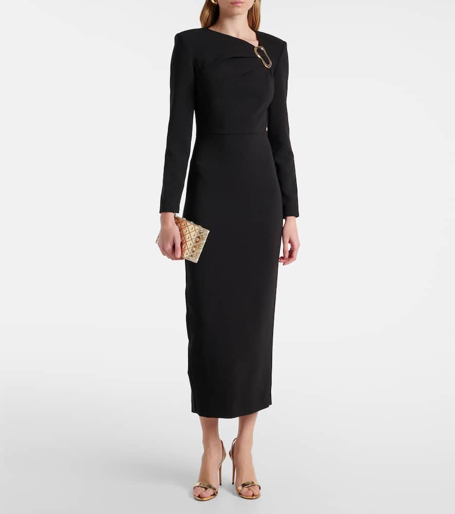 Asymmetric crêpe midi dress