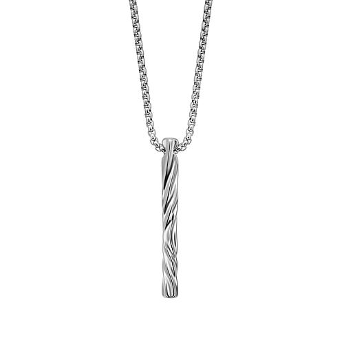 Twisted Vertical Tube Bar Pendant Necklace