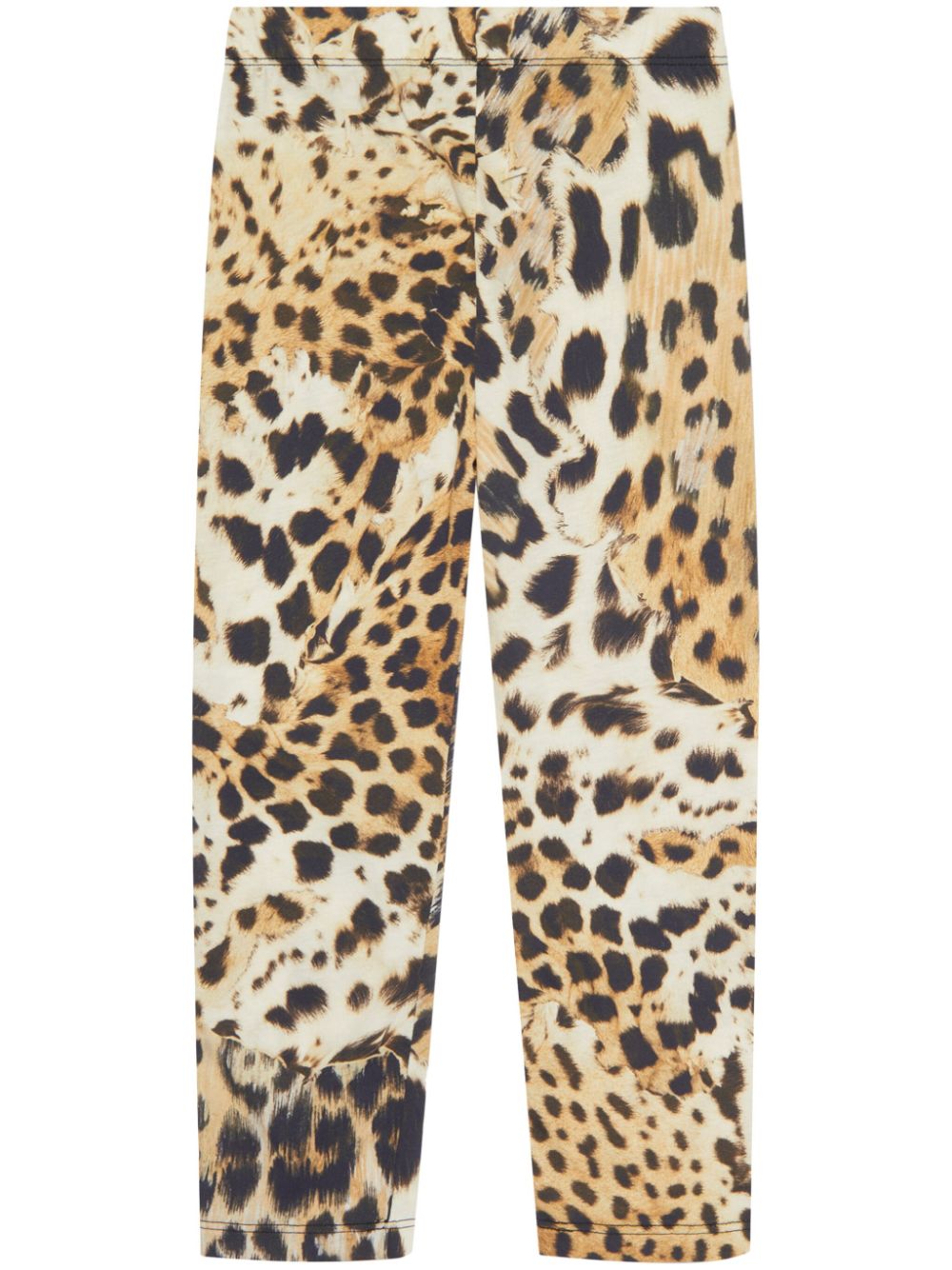 Leopard-print cotton leggings - Brown