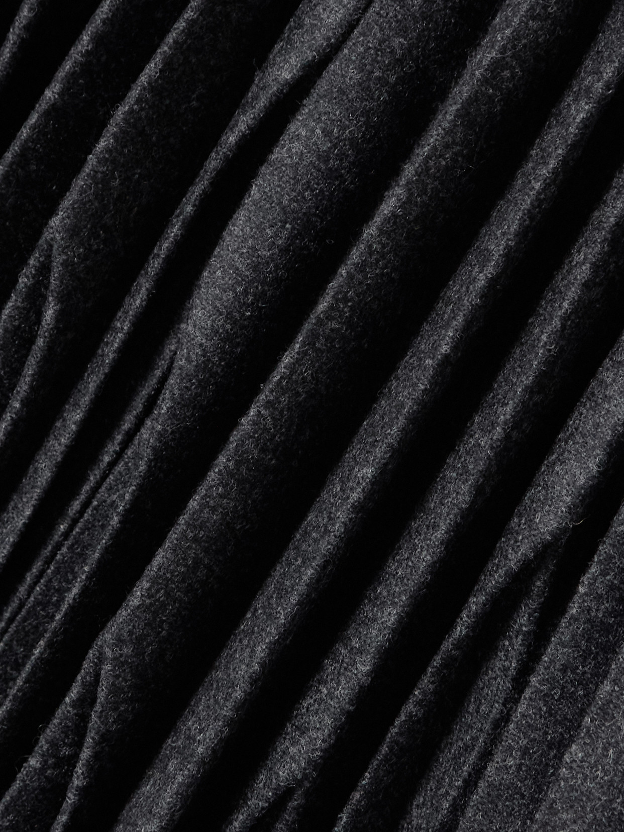 Pleated Wool Midi Skirt - Gray