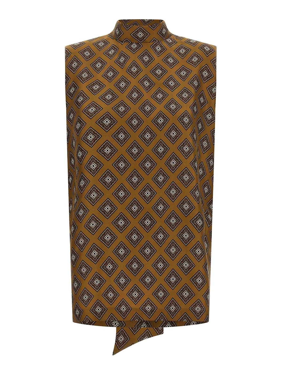 Alberto Biani - geometric draped sleeveless high neck top