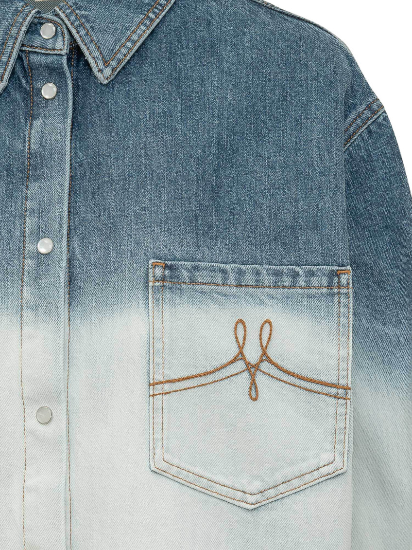 Marni - shirt logo embroidery chest pockets contrast stitching
