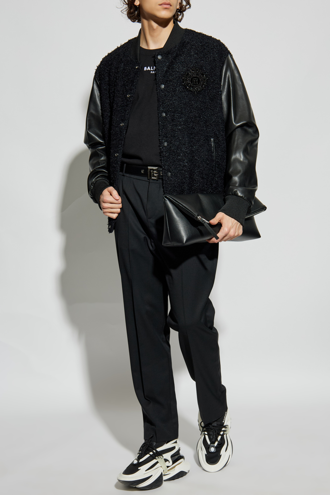 Bomber Jacket With Appliqué, Men's, Black