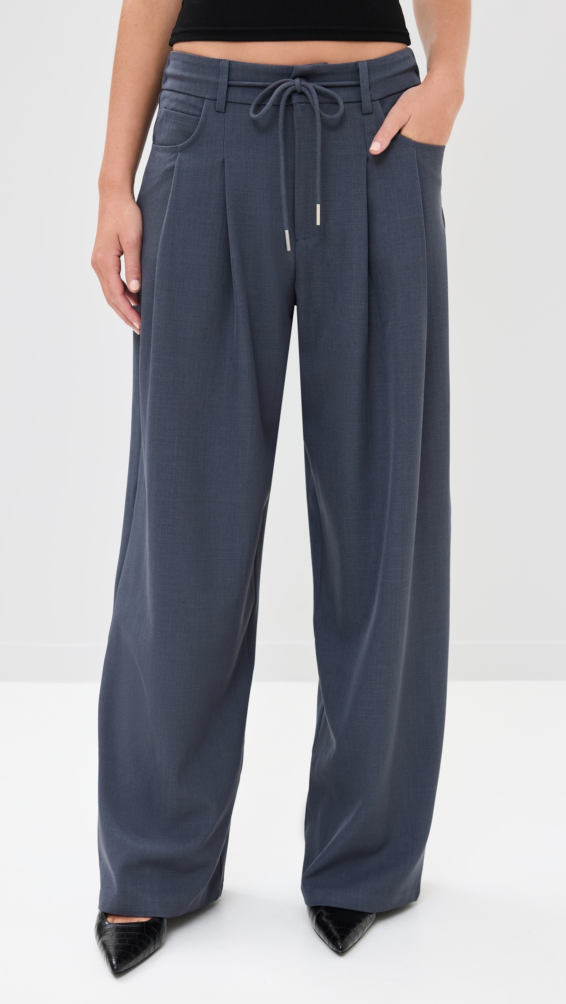 Slouch Tie Up Pants Slate