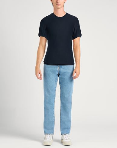 Man Sweater Blue Size L Viscose, Polyamide