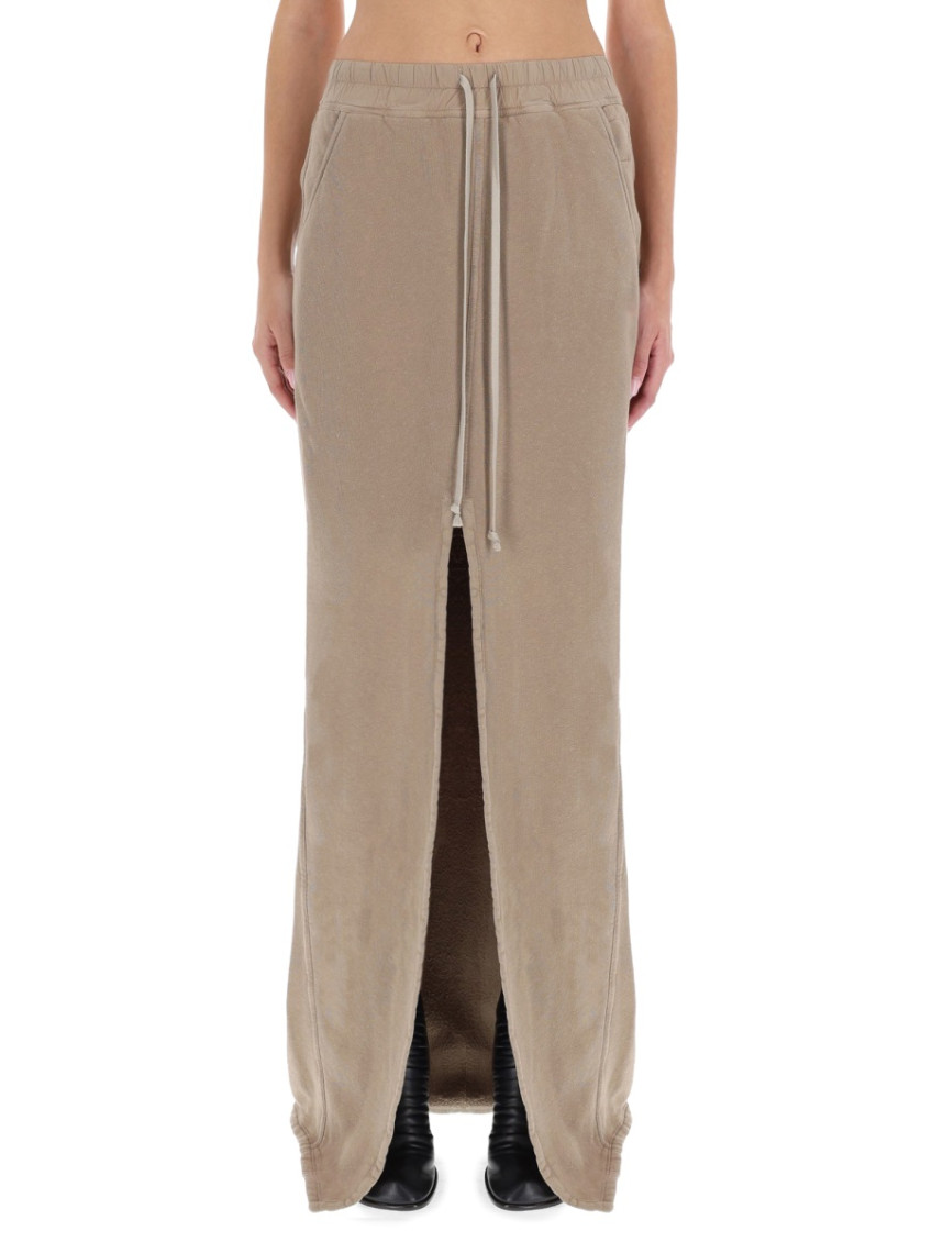 Beige Solid Maxi Skirt