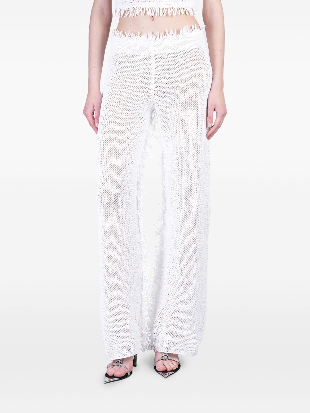 Open knit trousers - White