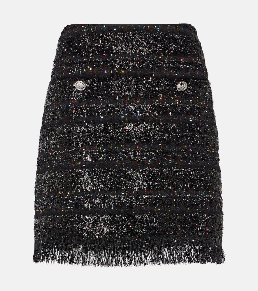 Sequined tweed miniskirt