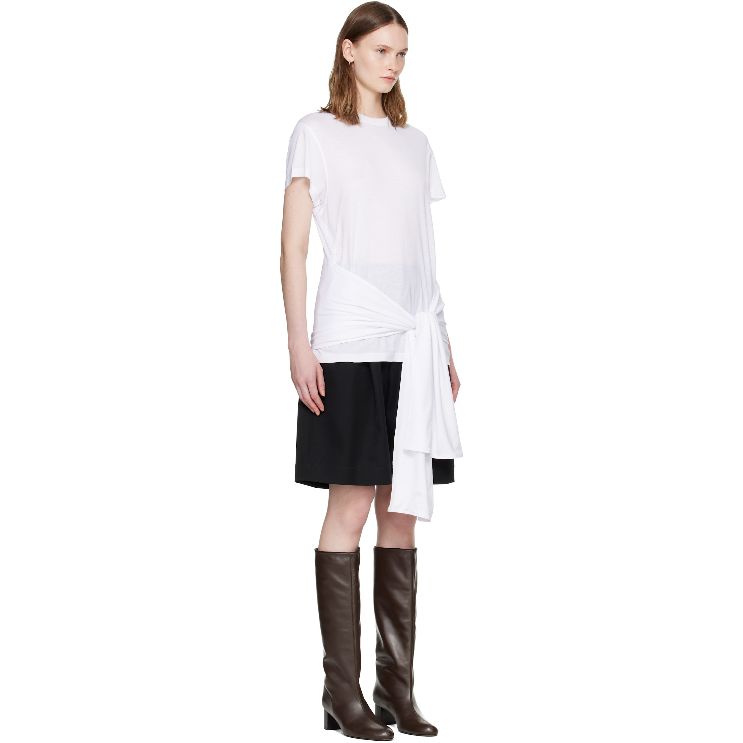 White Tie-Waist Jersey T-shirt