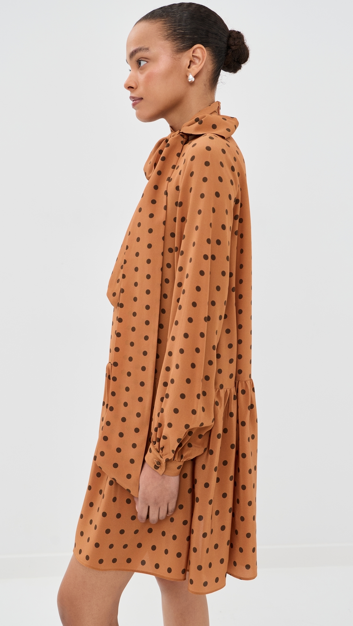 Johanna Silk Dress Polka Dot Orange Brown