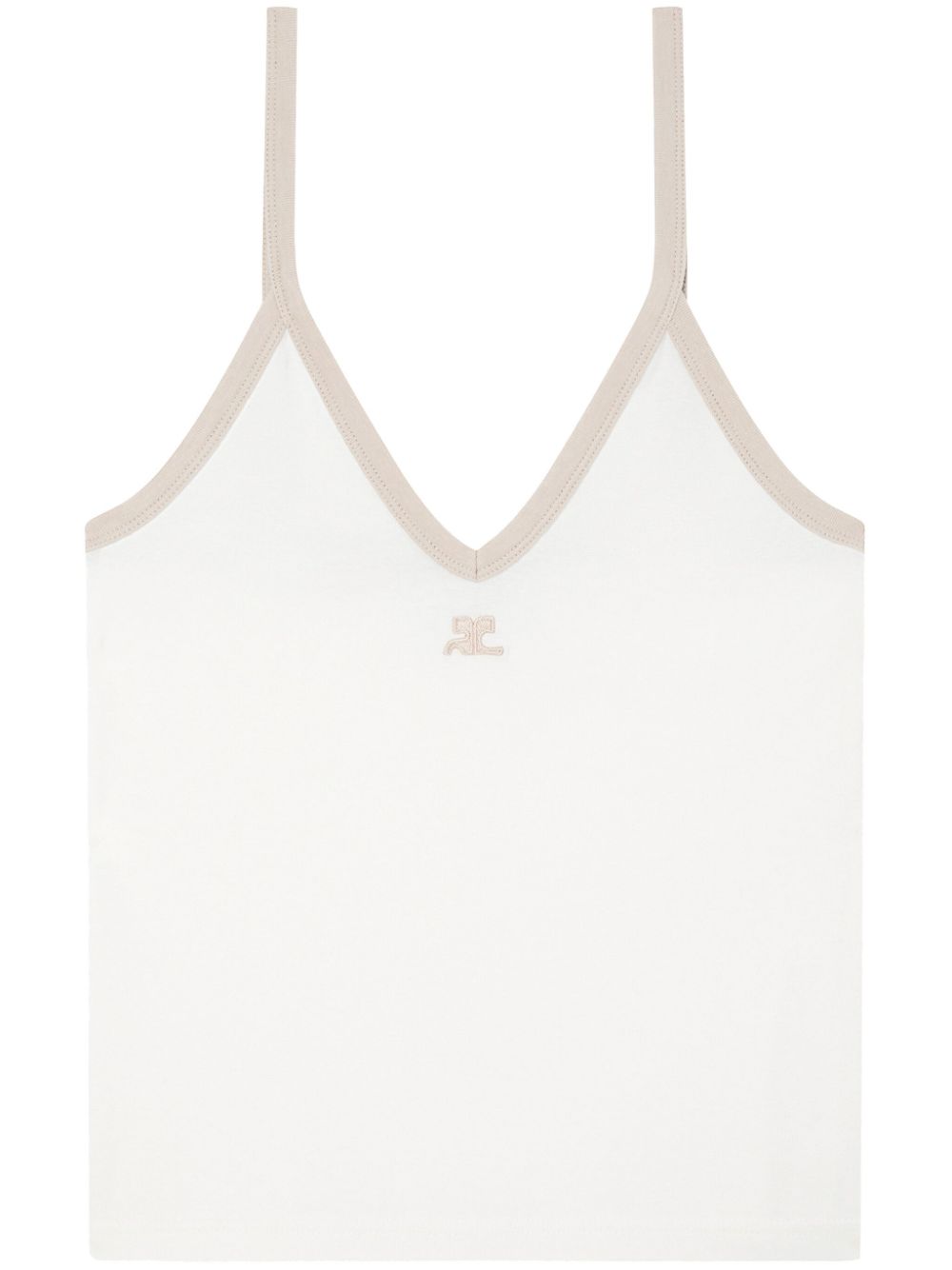 Contrast-trim cotton tank top - White