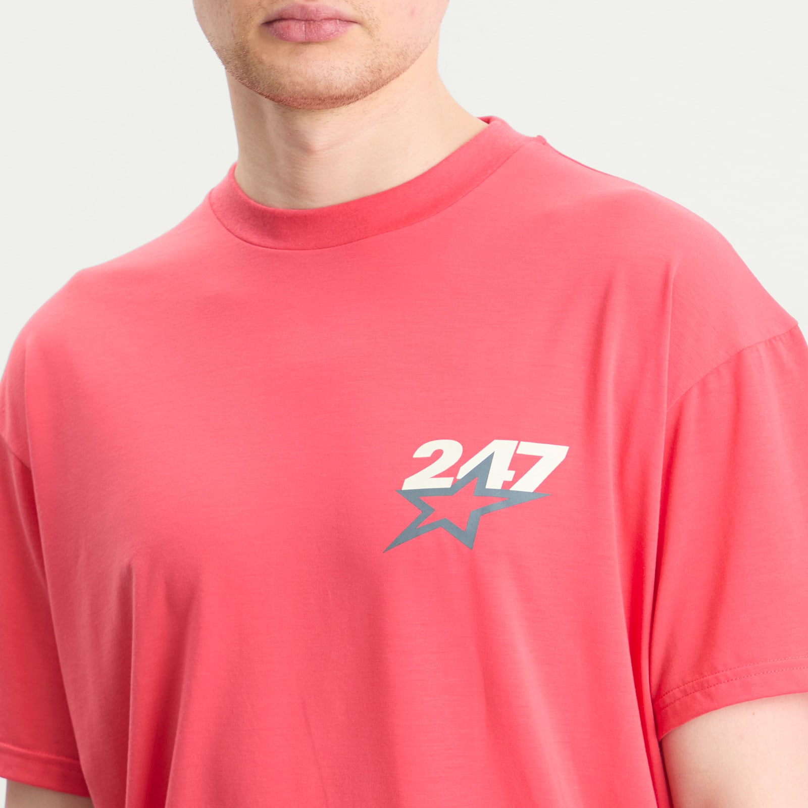 Represent Team 247 Star Print Oversized T-Shirt Racing Red