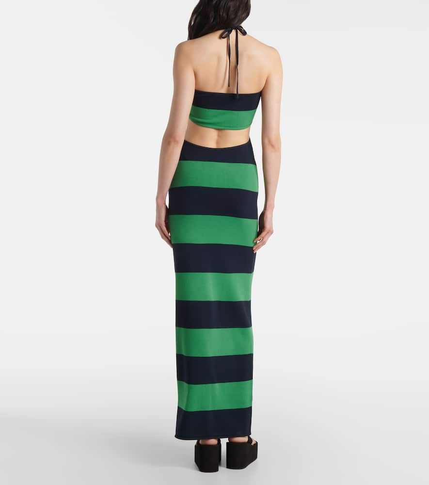 Cutout striped maxi dress