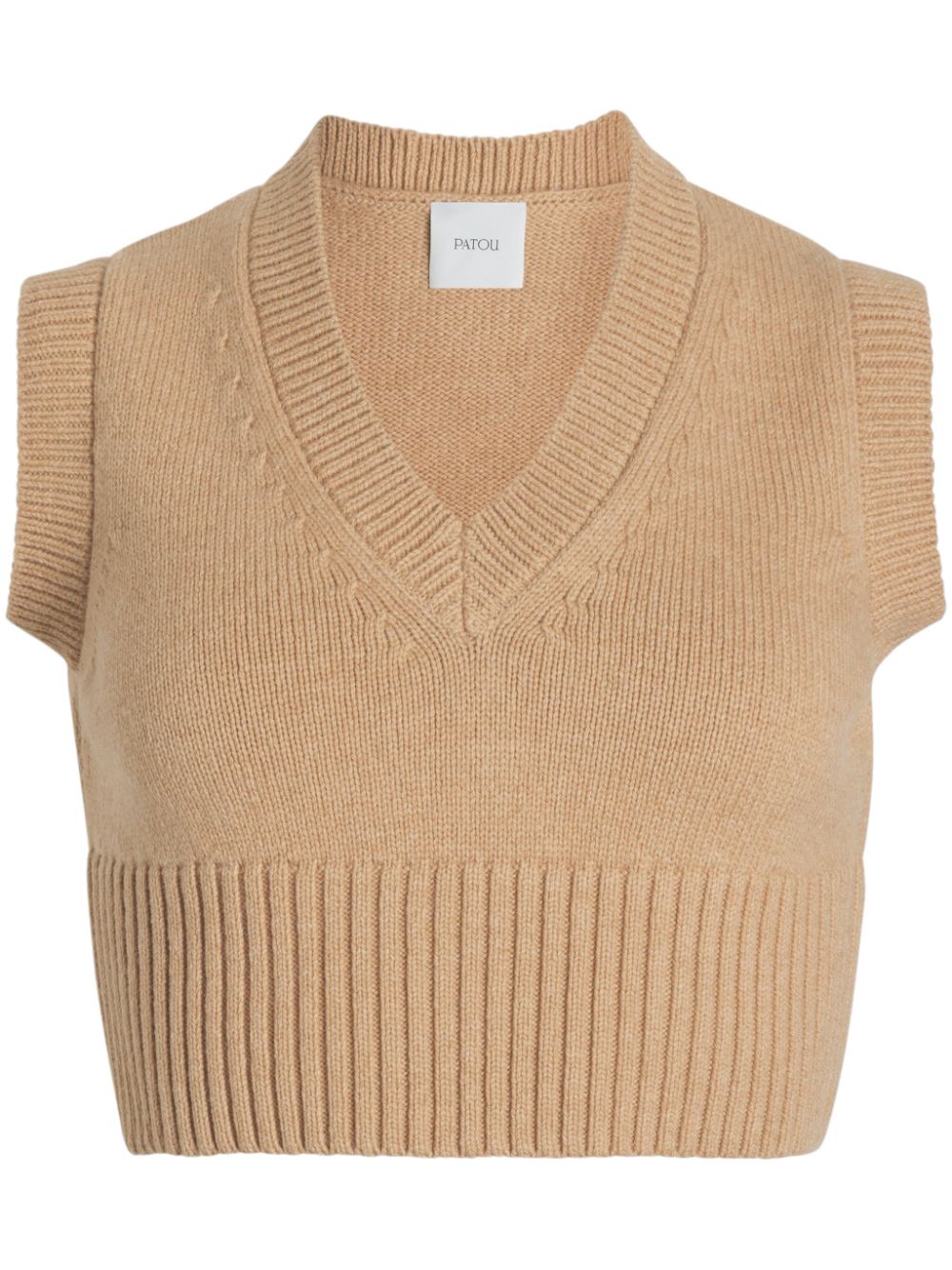 V-neck wool-blend vest - Neutrals