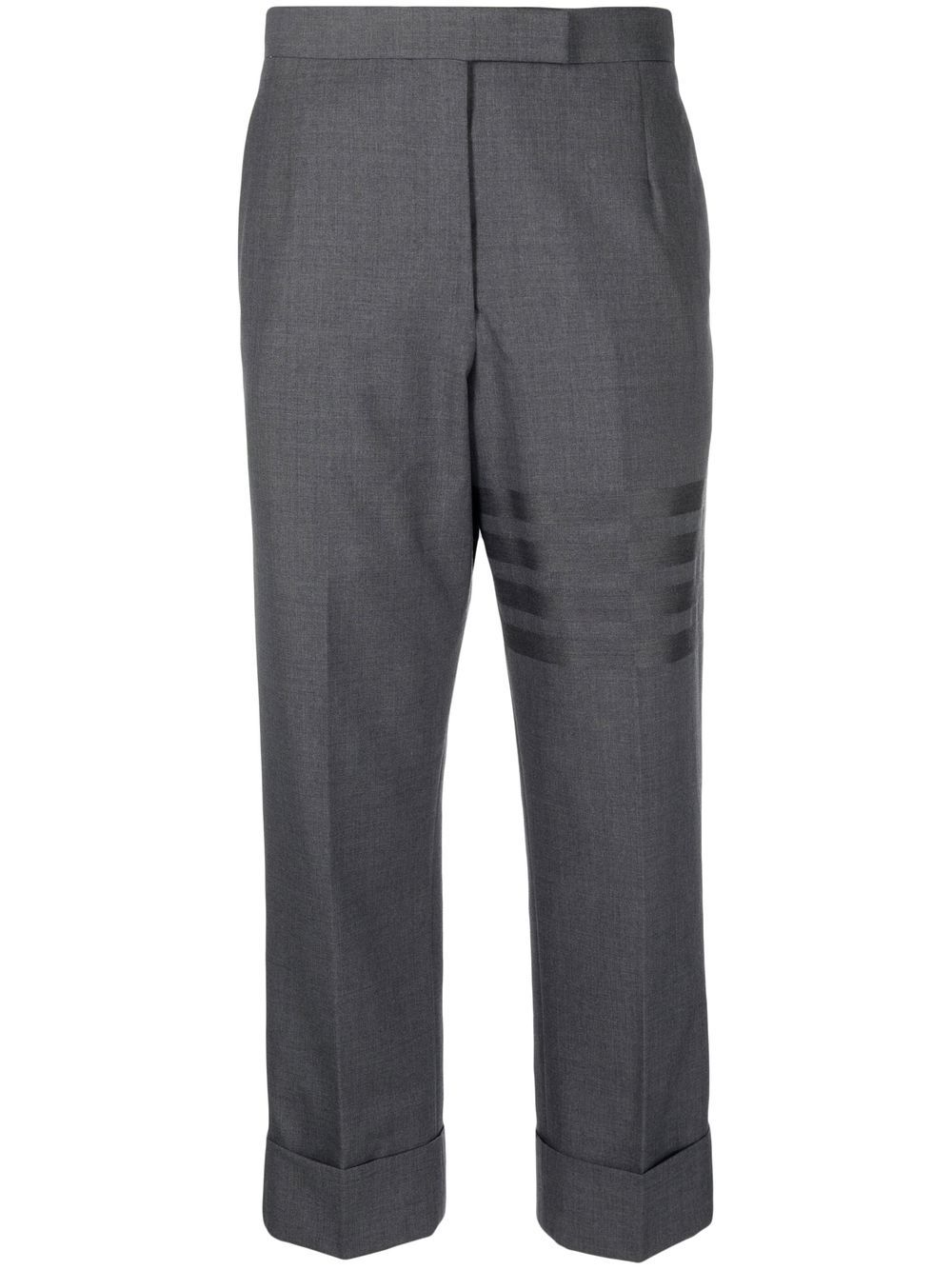 4-Bar stripe cropped wool trousers - Grey