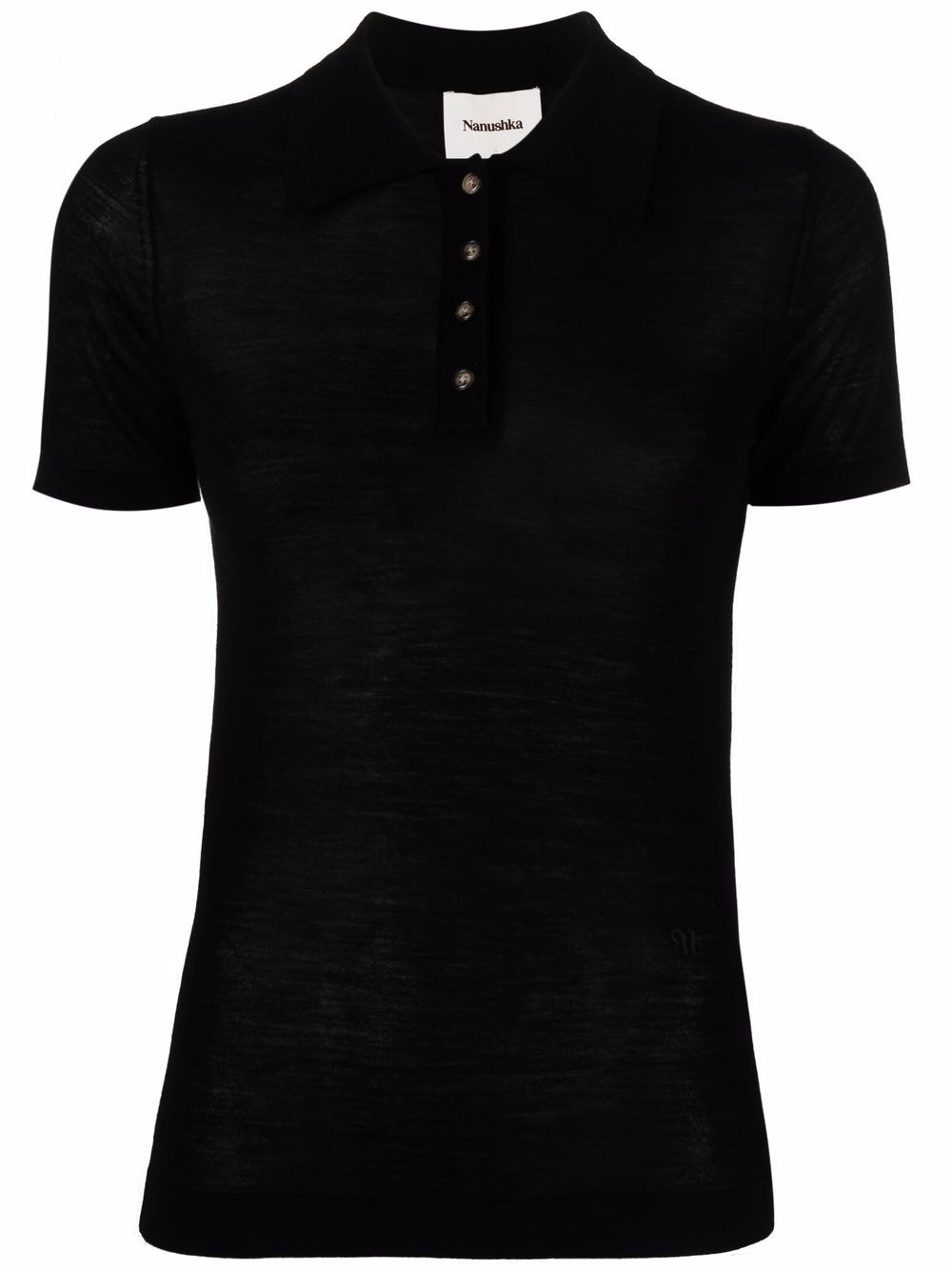 Semi-sheer knitted polo shirt
