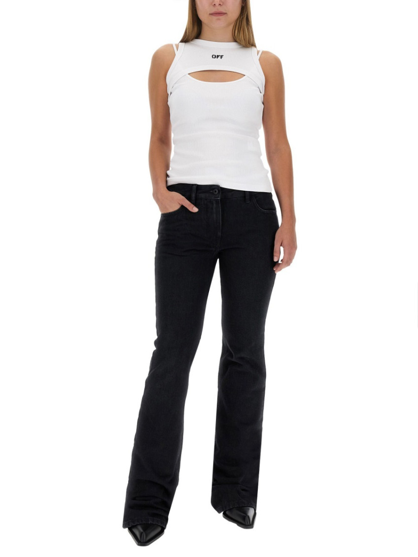 Slim-leg flared jeans - Black