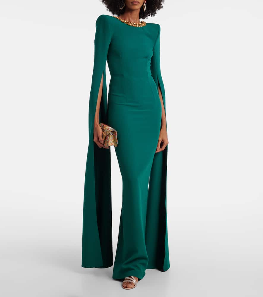 Embellished crêpe gown