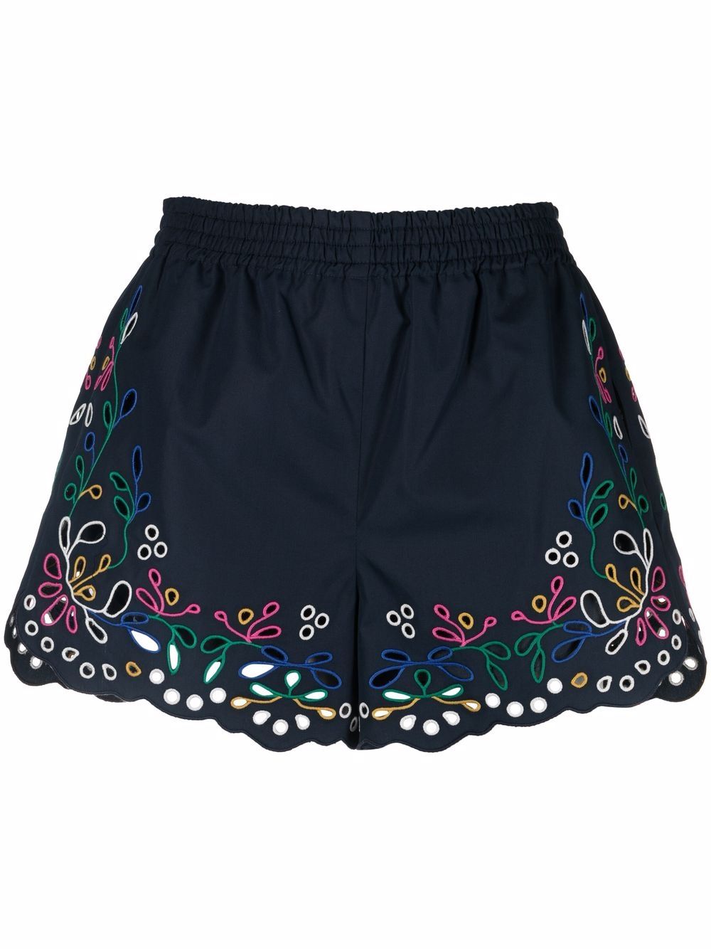 Broderie anglaise mini shorts - Blue