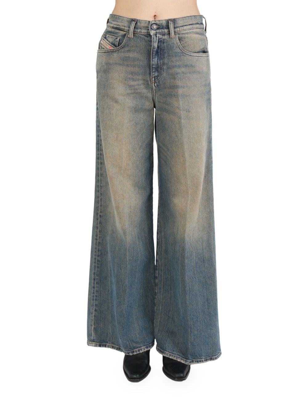 Logo-patch wide-leg jeans - Blue