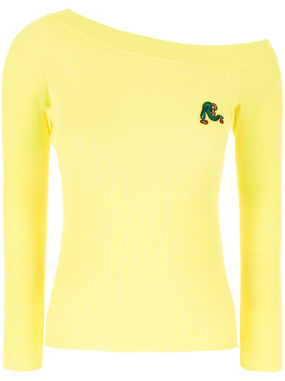 Rochas 여성 로고 아플리케 코튼 탑 - 옐로 ROWU75125PRU600