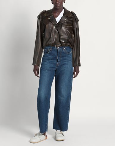 Woman Jacket Dark brown Size 4 Leather