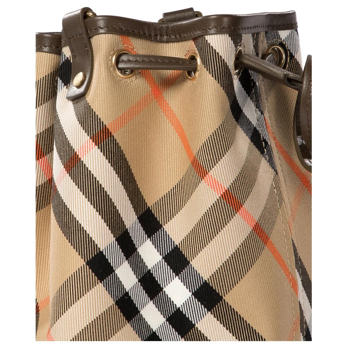 (WMNS) 25 Checked Drawstring Bucket Bag 'Beige'