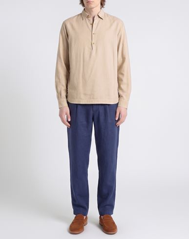 Man Shirt Beige Size 36 Cotton