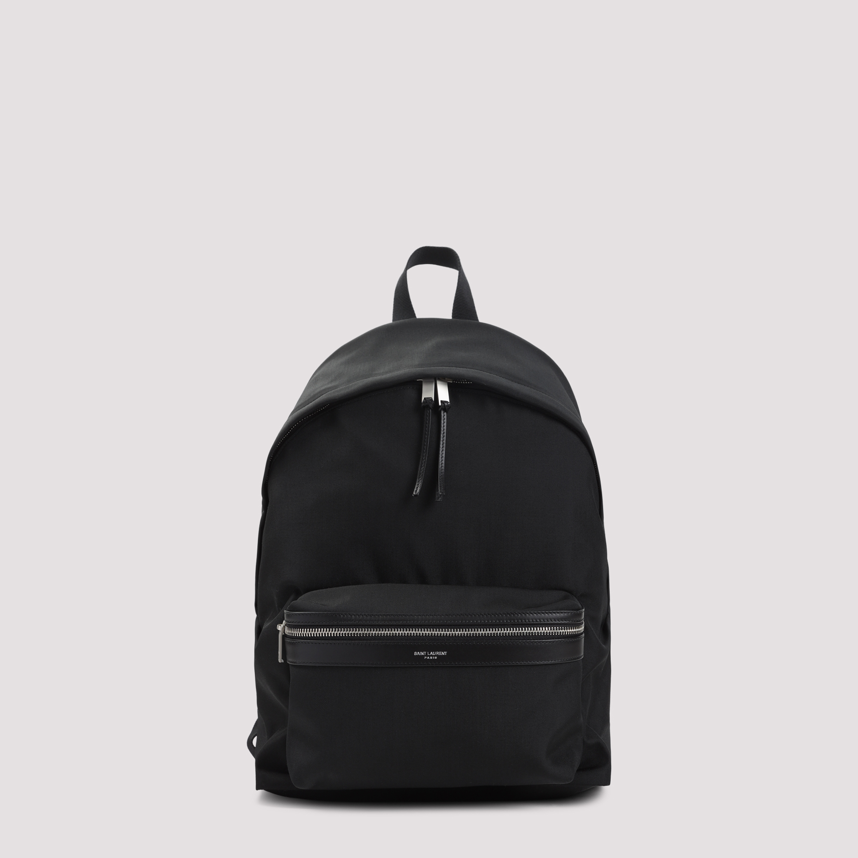 City Backpack Black Canvas Leather Bag - Men