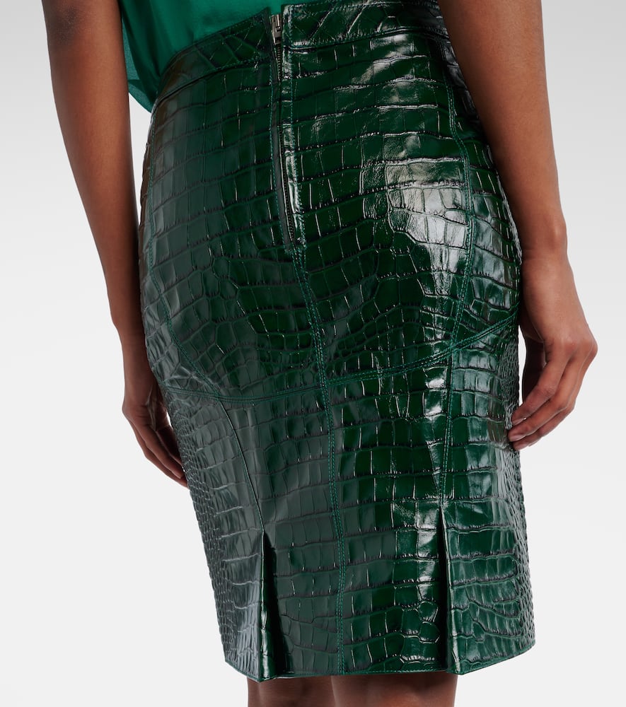 Croc-effect leather miniskirt