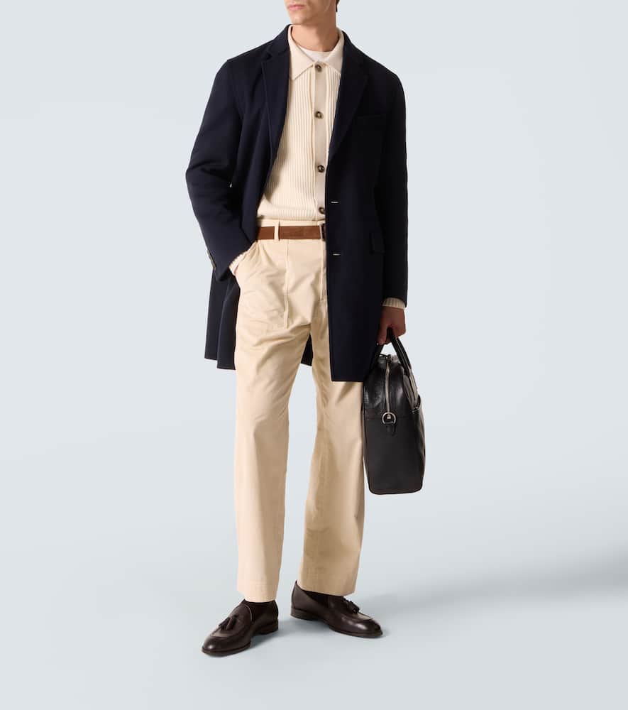 Cotton and wool corduroy straight pants
