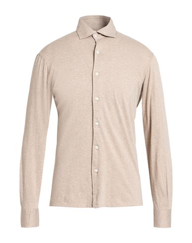 Man Shirt Beige Size 40 Cotton