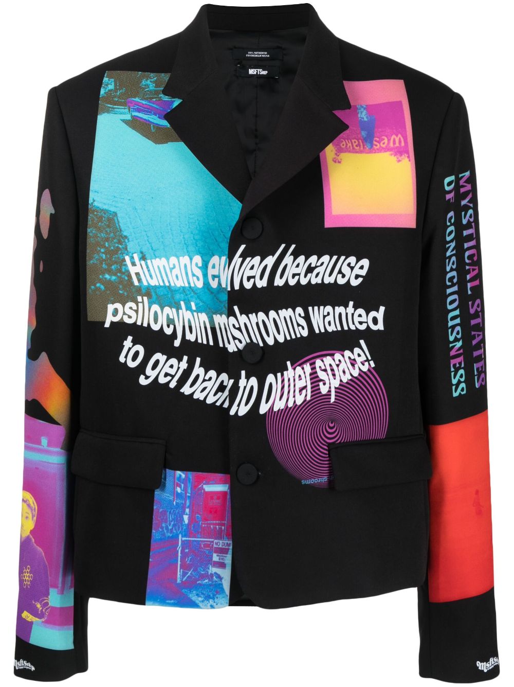 Graphic-print denim jacket - Black