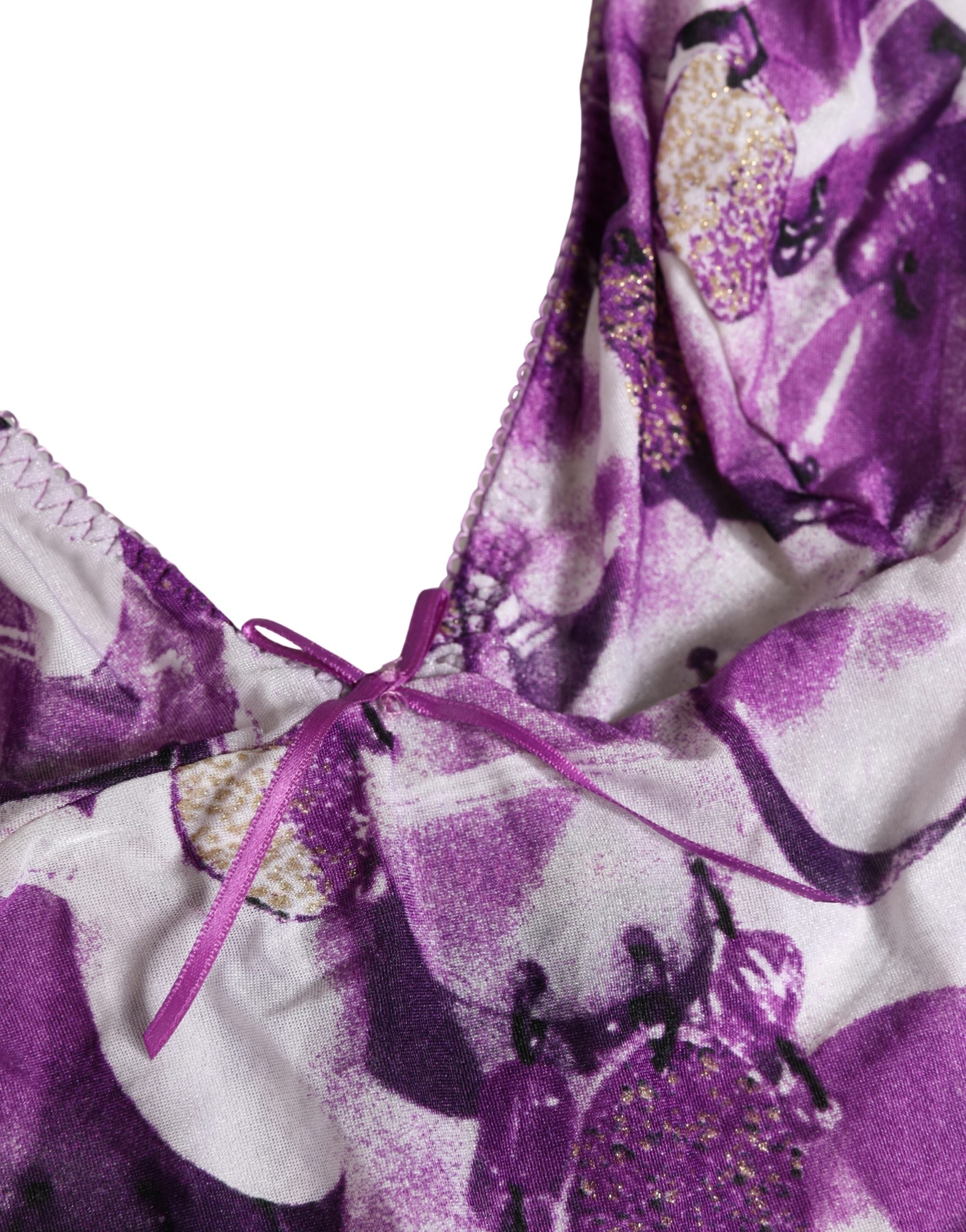 Patterned Lace Halter Bodysuit — Purple