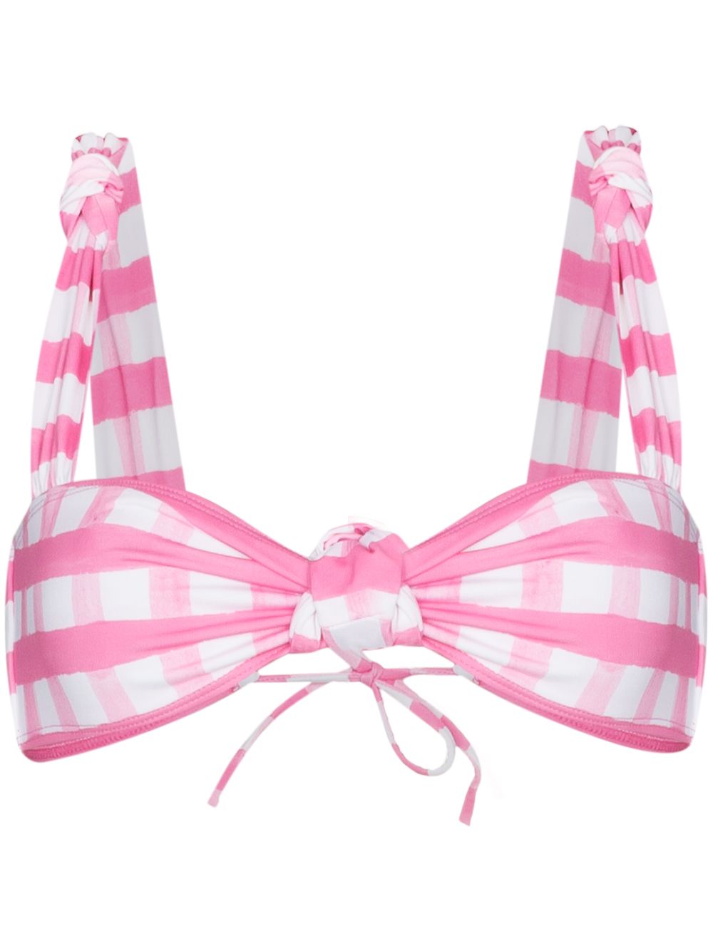 Gingham knotted bikini top - Blue