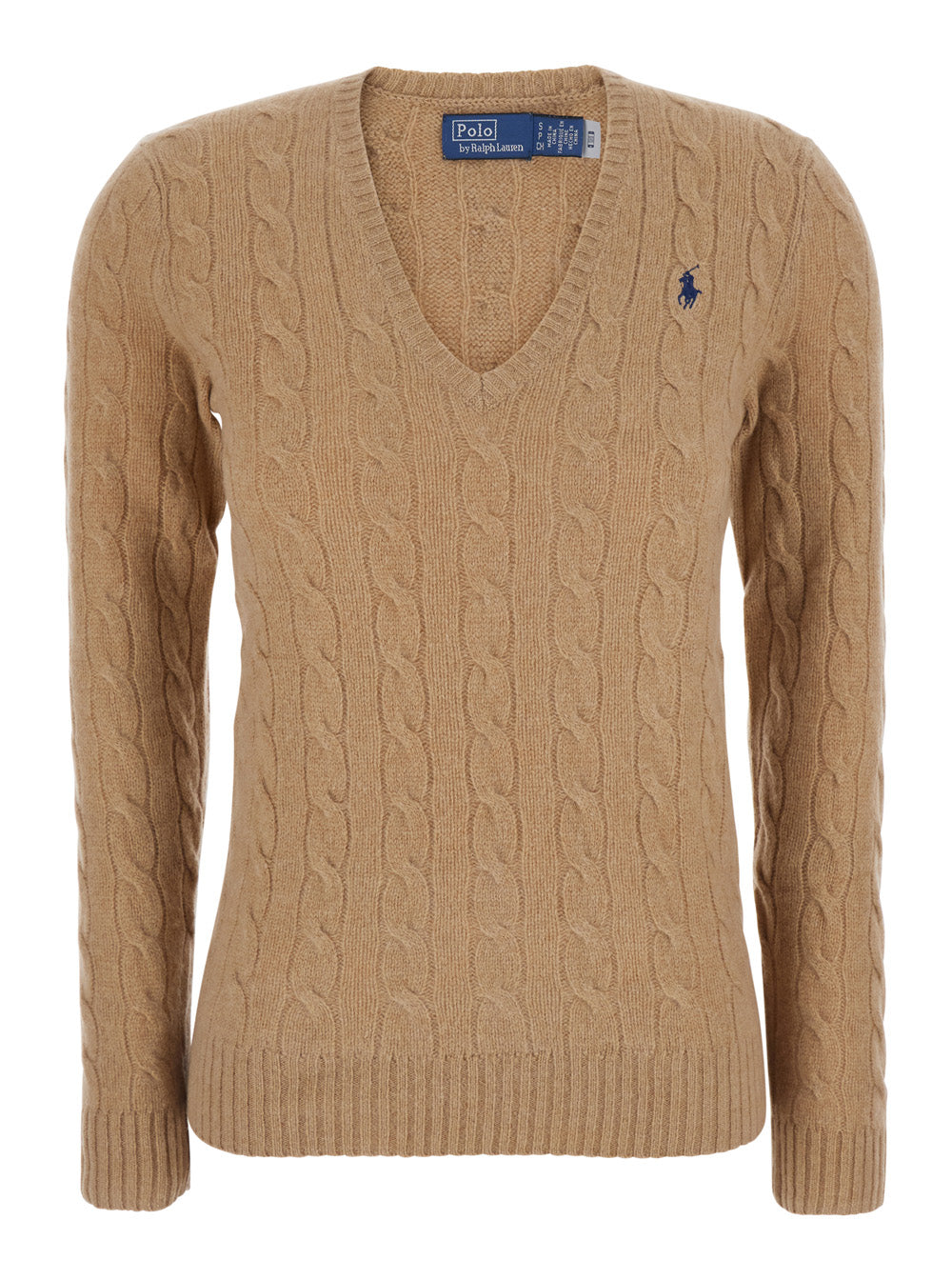 Cable-Knit Wool Cashmere Sweater — Beige