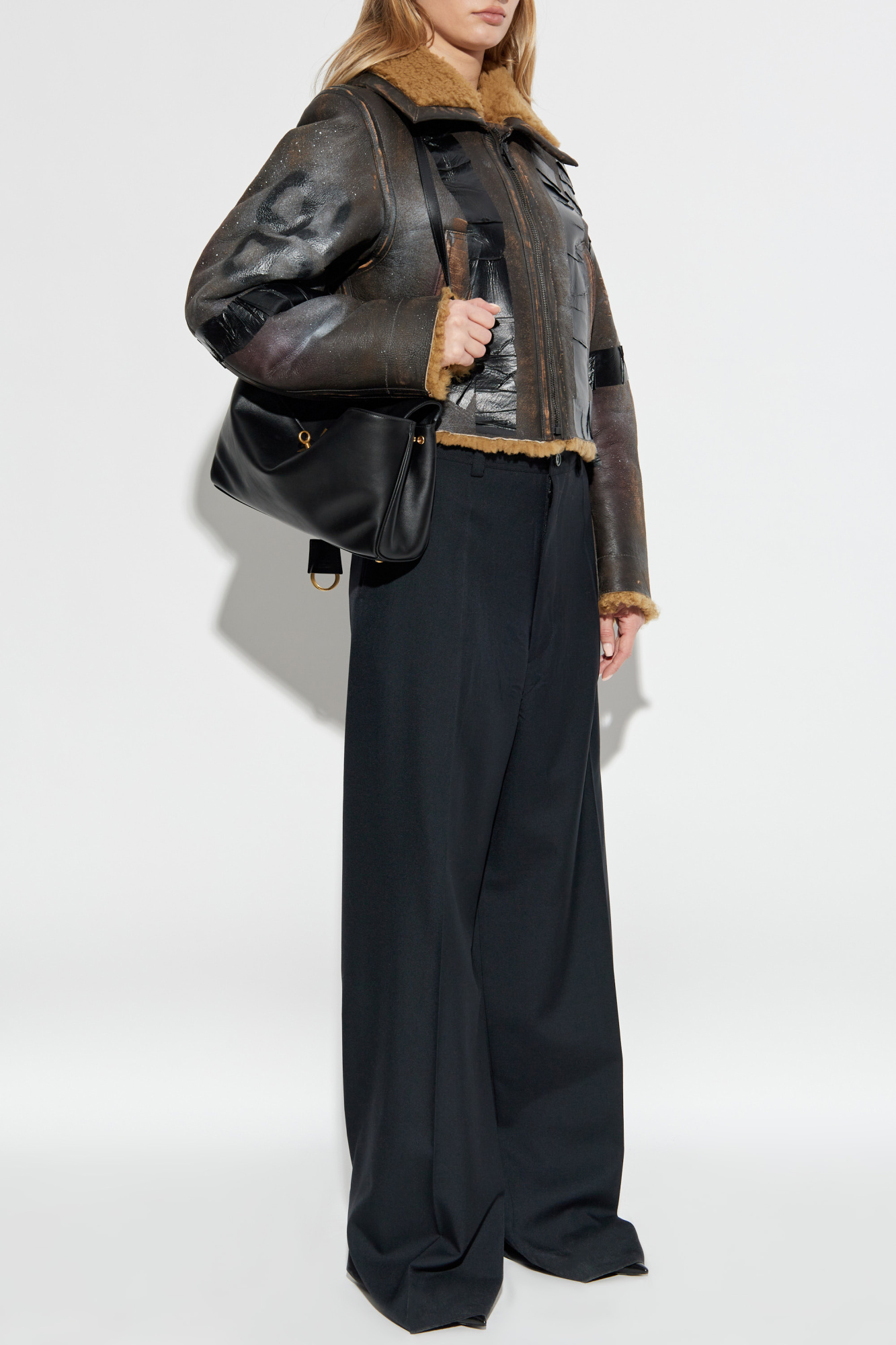 Shearling Coat With Vintage Effect, Women's, Brown