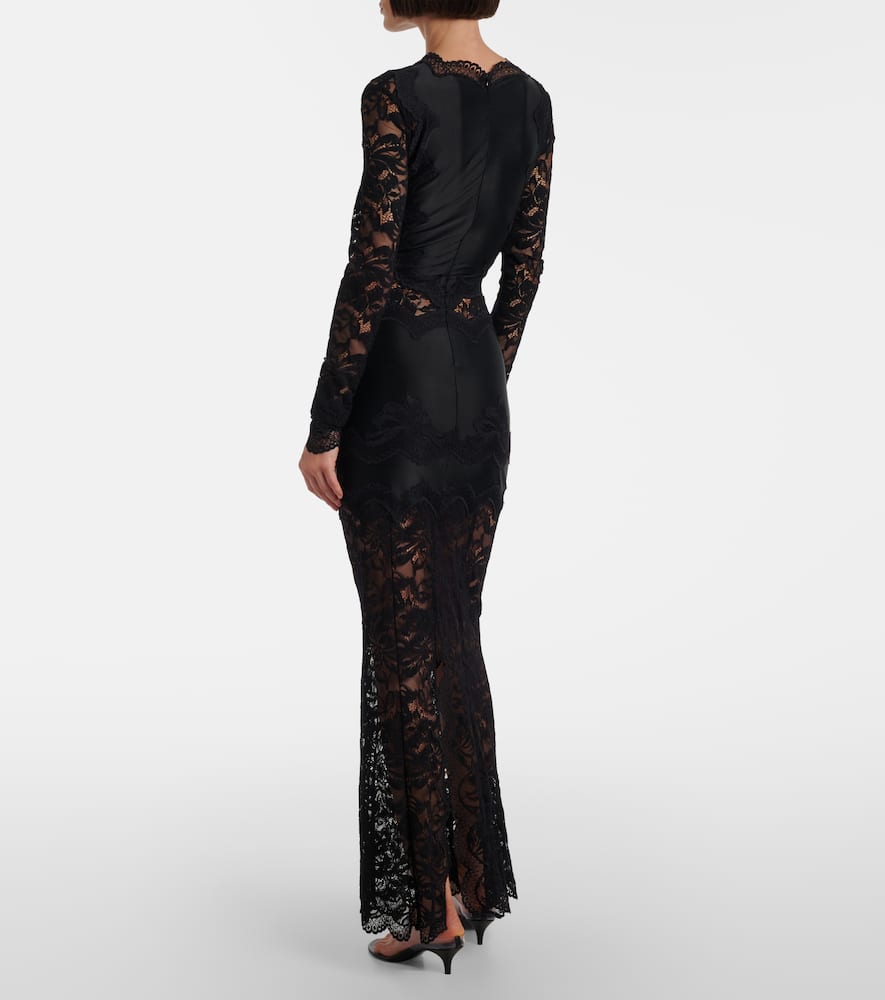 Lace-trimmed jersey maxi dress