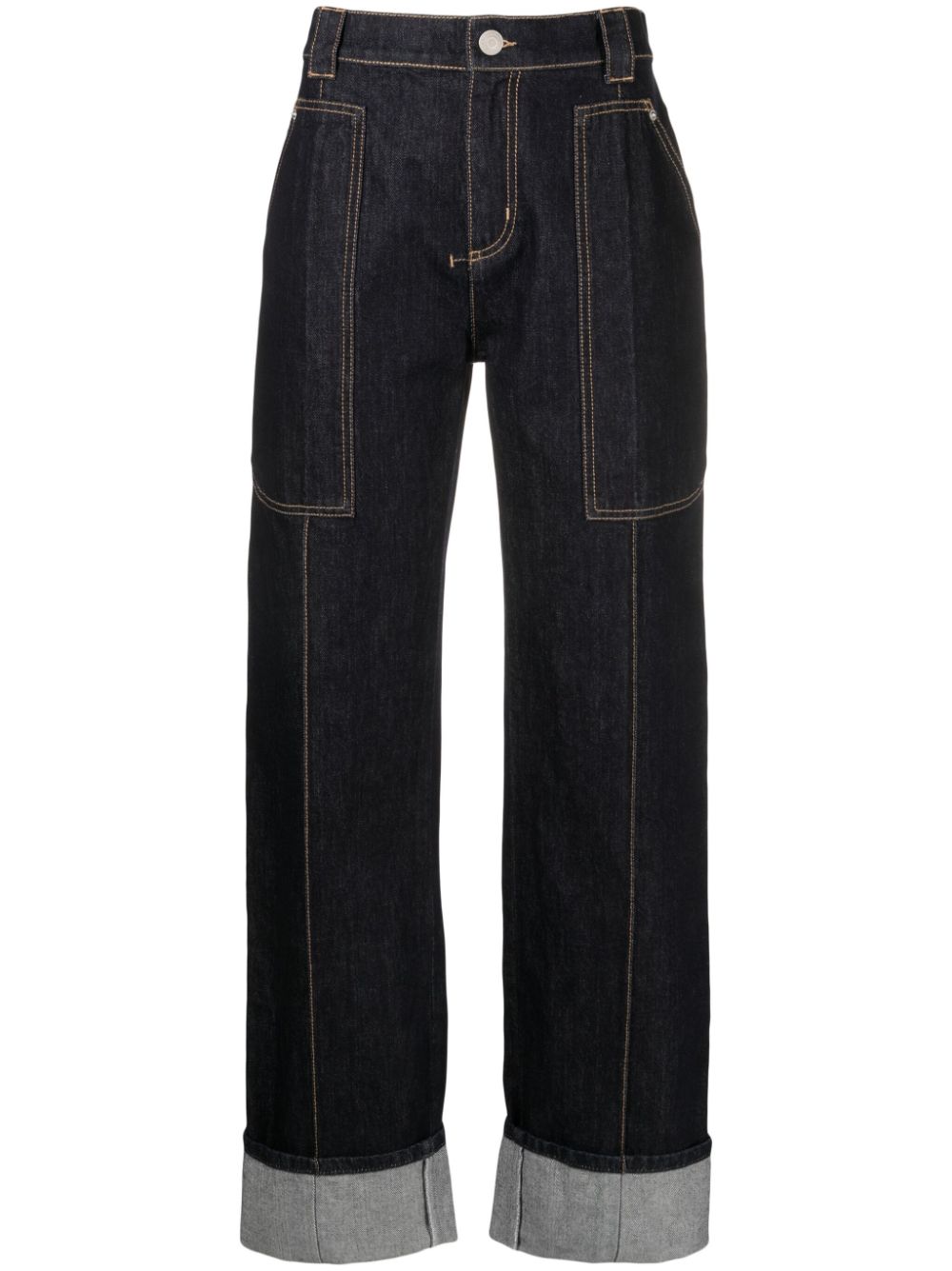 Turn-up straight-leg jeans - Blue