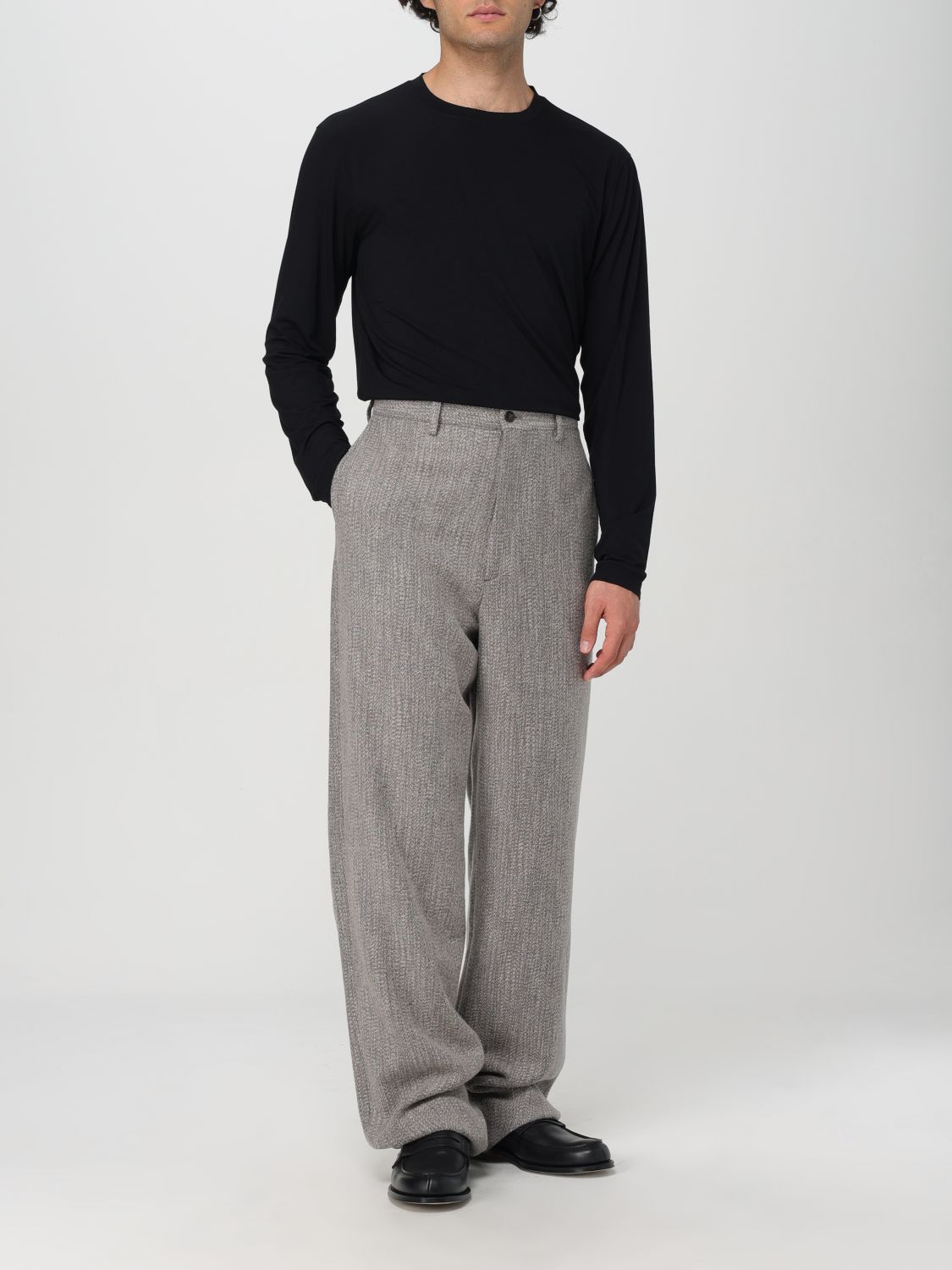 Cropped straight-legged trousers - Grey