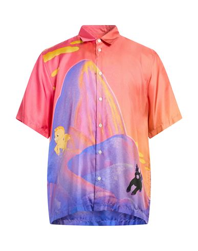 Man Shirt Salmon pink Size L Silk
