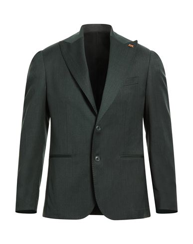 Roberto P Luxury Man Blazer Dark green Size 40 Wool, Polyester, Elastane