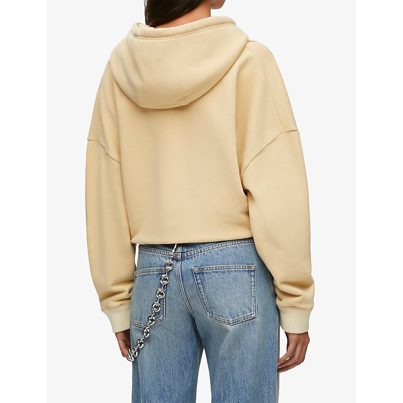 Womens Vanilla Anagram-embroidered Draped Cotton-jersey Hoody