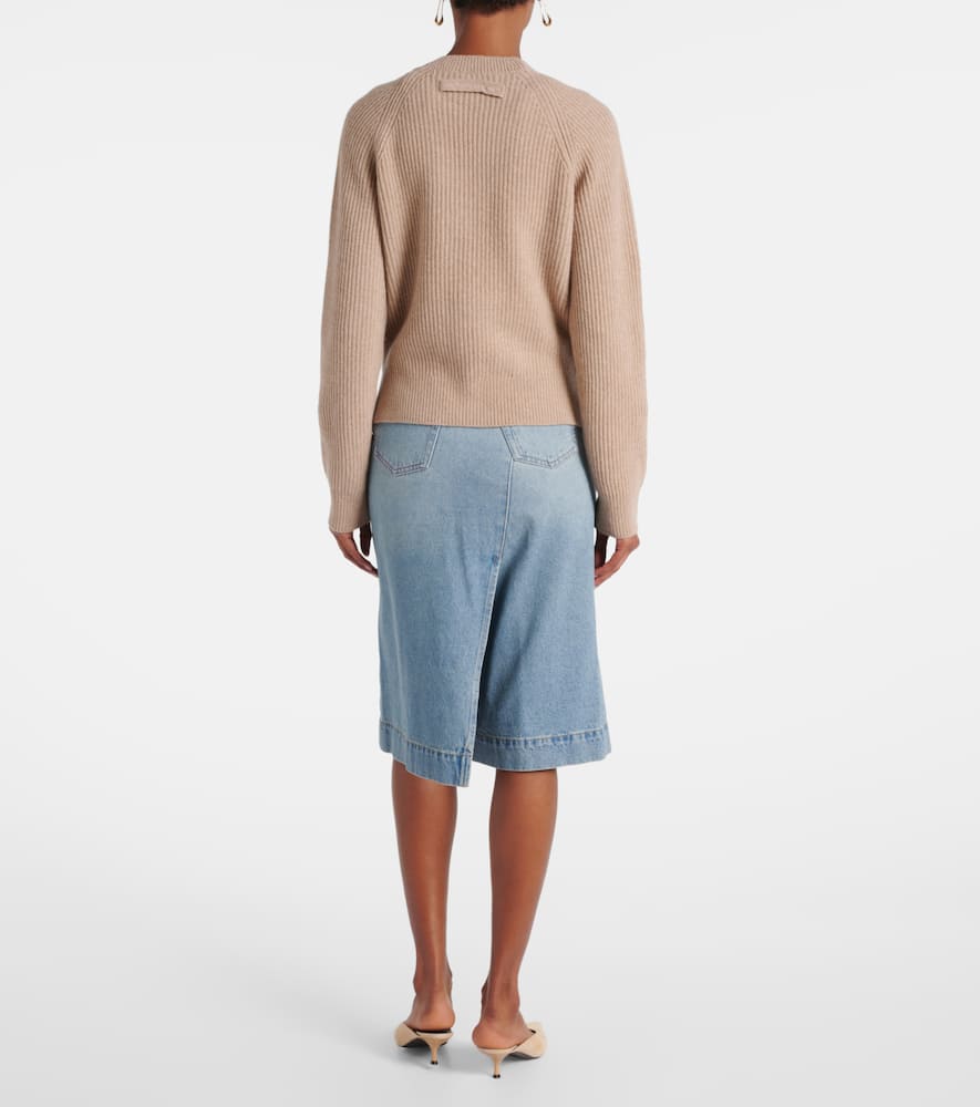 Ribbed-knit wool and cashmere cardigan