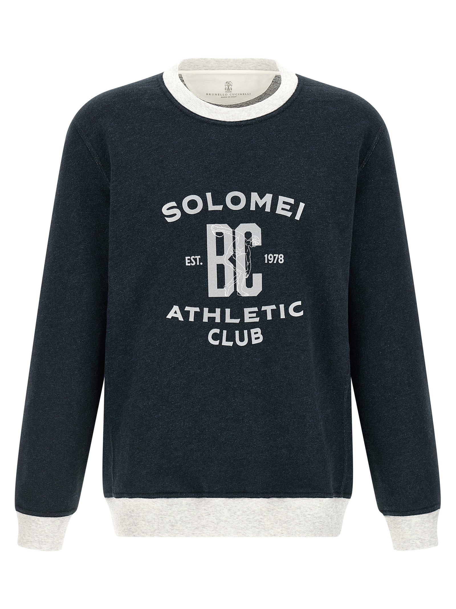 Logo-Print Cotton-Linen Sweatshirt — Navy