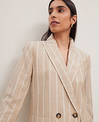 Ann Taylor The Petite Double Breasted Blazer in Pinstripe