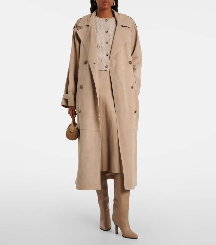 Suede trench coat